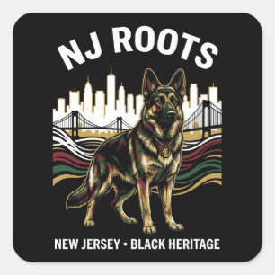 Sticker Carré Art NJ Roots Berger Allemand Fierté de l'Héritage