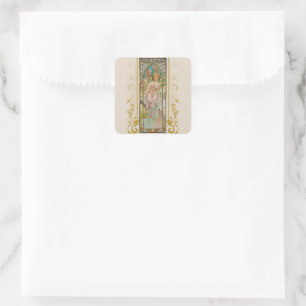 Sticker Carré Art Nouveau Alphonse Mucha - Réveil matinal