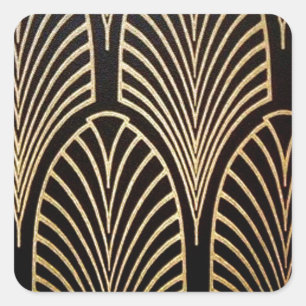 Sticker Carré Art nouveau, art déco, ventilateur motif, bronze,