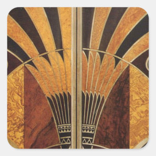 Sticker Carré art Nouveau, art déco, vintage, bois, chic