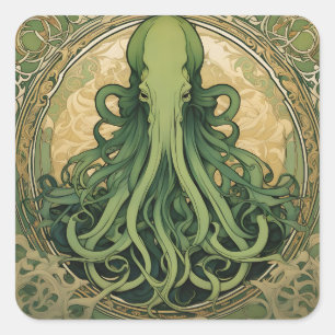Sticker Carré Art nouveau de Cthulhu