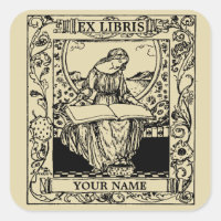 Art Nouveau Femme Lecture Livre Ex Libris