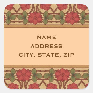 Sticker Carré Art Nouveau Rose