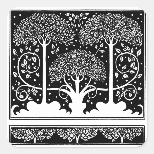 Sticker Carré Art Nouveau Tree Beardsley Motif (Devant)