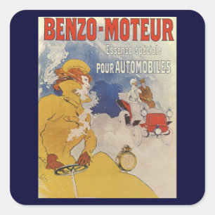Sticker Carré Art Nouveau vintage, Benzo Moteur par Jules Cheret