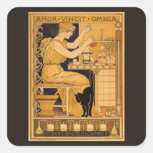 Sticker Carré Art Nouveau vintage, L'amour triomphe de tout Scie