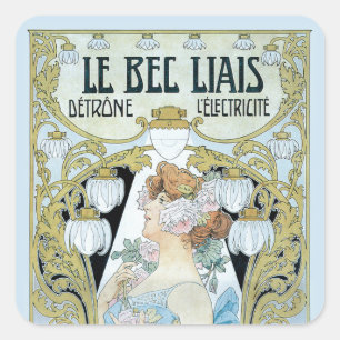 Sticker Carré Art Nouveau vintage Le Bec Liais, Privat Livemont