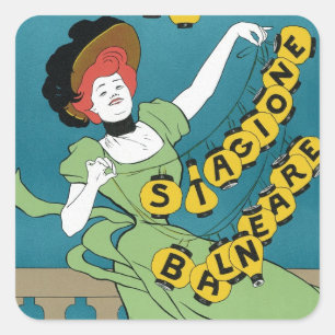 Sticker Carré Art Nouveau vintage, Livorno Senorita Danser