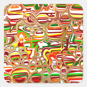 Sticker Carré Art numérique des bulles rétro