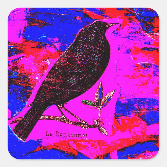 Sticker Carré Art numérique média mixte Blackbird (Devant)