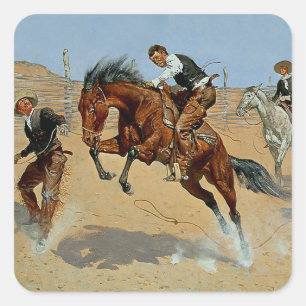 Sticker Carré Art occidental de Frederick Remington « Tournez-le