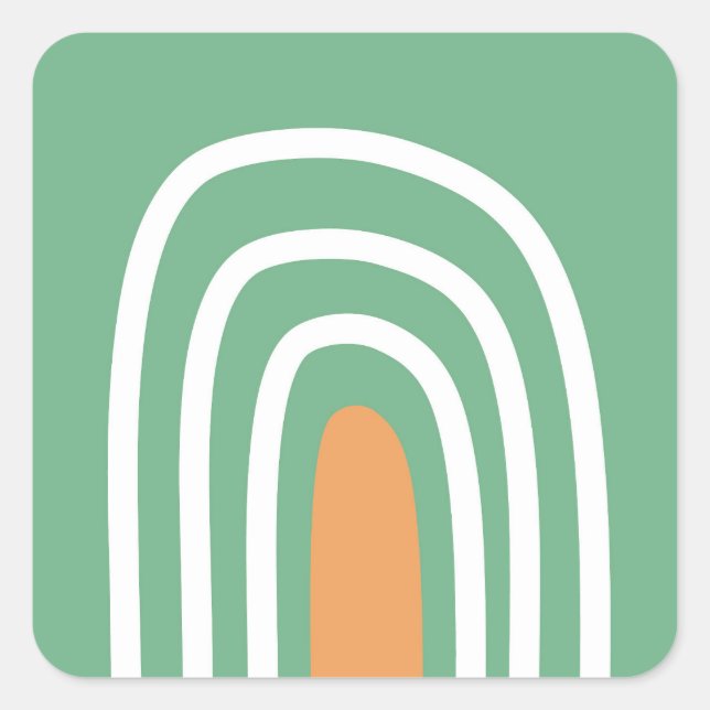 Sticker Carré Art organique arc-en-ciel art sage vert (Devant)