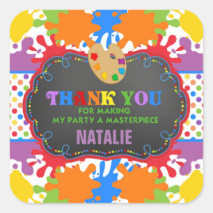 Sticker Carré Art Peinture Anniversaire Fête Favoriser Balise St