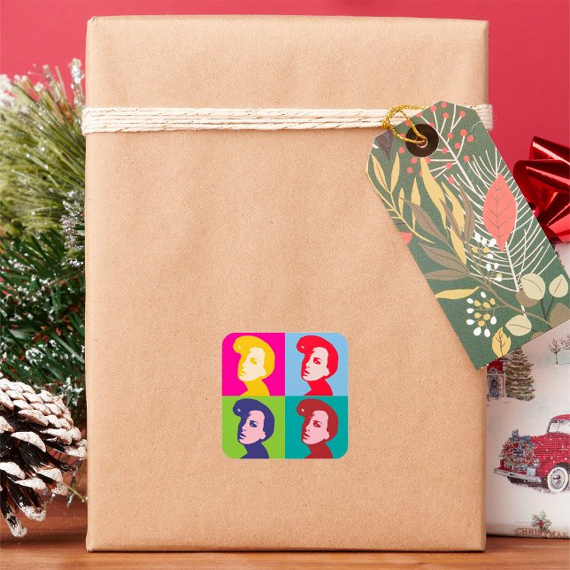 Sticker Carré Art pop féminin rétro (Créateur téléchargé)