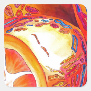Sticker Carré Art pour aquarelle de fruit d'agrume orange de