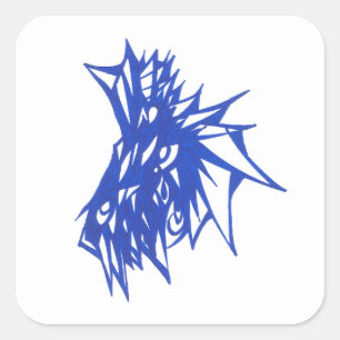 Sticker Carré Art tribal abstrait coloré bleu Tattoo