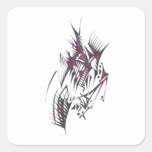 Sticker Carré Art tribal abstrait coloré électrique tatouage