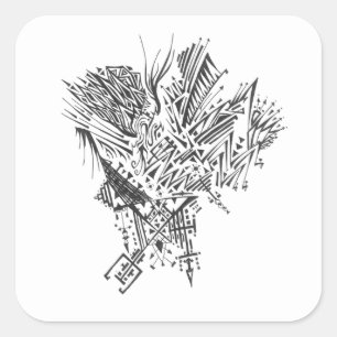 Sticker Carré Art tribal abstrait noir et blanc de montagne Tato