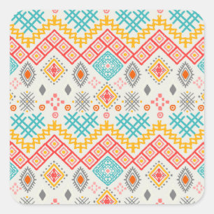 Sticker Carré Art tribal : imprimé géométrique boho.
