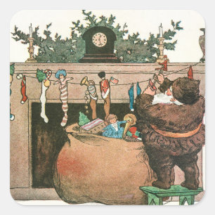 Sticker Carré Art vintage de Noël