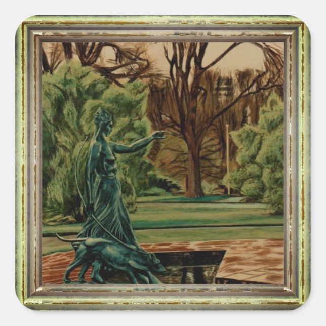 Sticker Carré Artemis Dans Les Jardins (Devant)