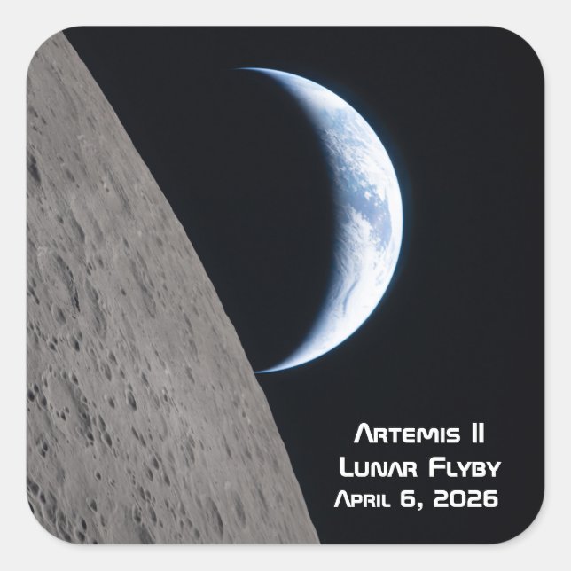 Sticker Carré Artemis II Lunar Flyby (Devant)