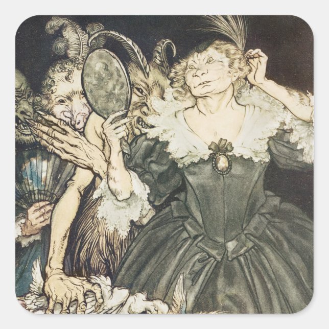 Sticker Carré Arthur Rackham | Comus de John Milton : "Et eux, (Devant)