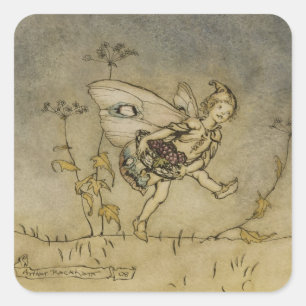 Sticker Carré Arthur Rackham Fairy, illustration de 'A Midsu
