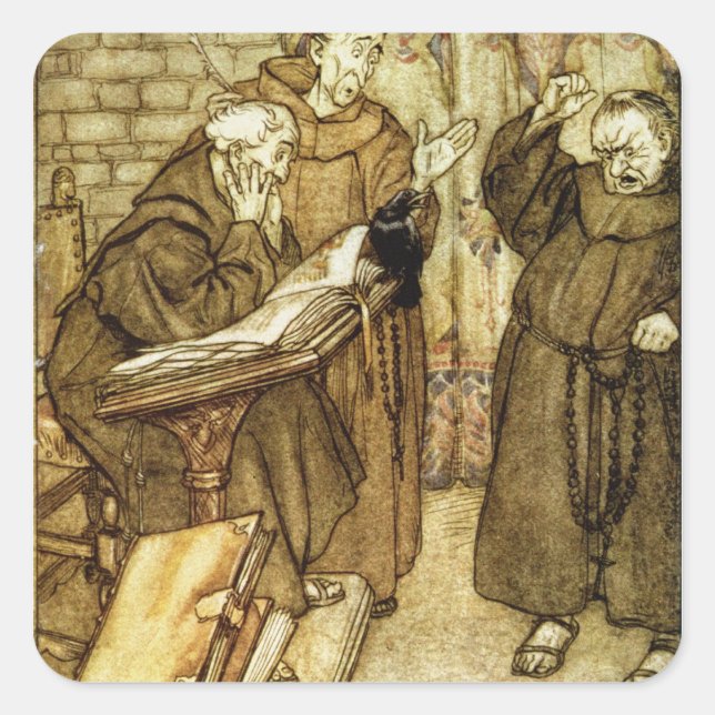 Sticker Carré Arthur Rackham |Illustration de 'La mâchoire de Rh (Devant)