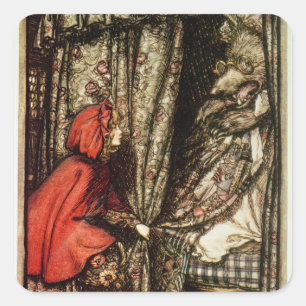 Sticker Carré Arthur Rackham   Petit chaperon rouge