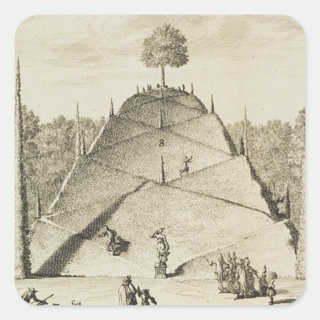 Sticker Carré Artificial Mount Parnassus, engravé par Johannes V (Devant)