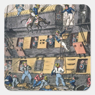 Sticker Carré Artillerie de vol ou une marine de cheval (engravi