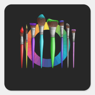 Sticker Carré Artiste amusant Peintre Art brosse la roue couleur