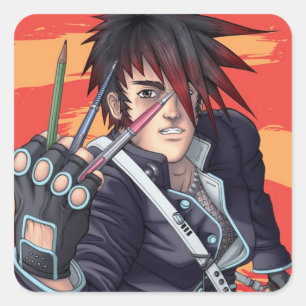 Sticker Carré Artiste Anime Manga