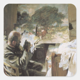 Sticker Carré Artiste dans son studio par John Singer Sargent