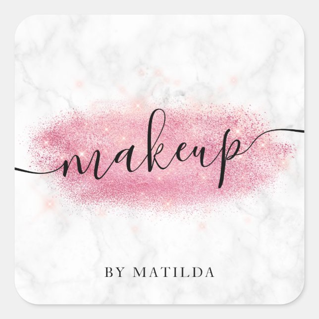 Sticker Carré Artiste de maquillage en marbre parties scintillan (Devant)