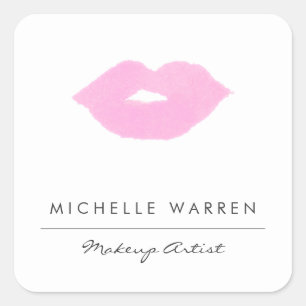 Sticker Carré Artiste de maquillage Pastel Rose Lips
