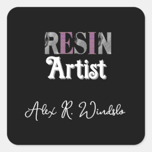 Sticker Carré Artiste de résines personnalisée