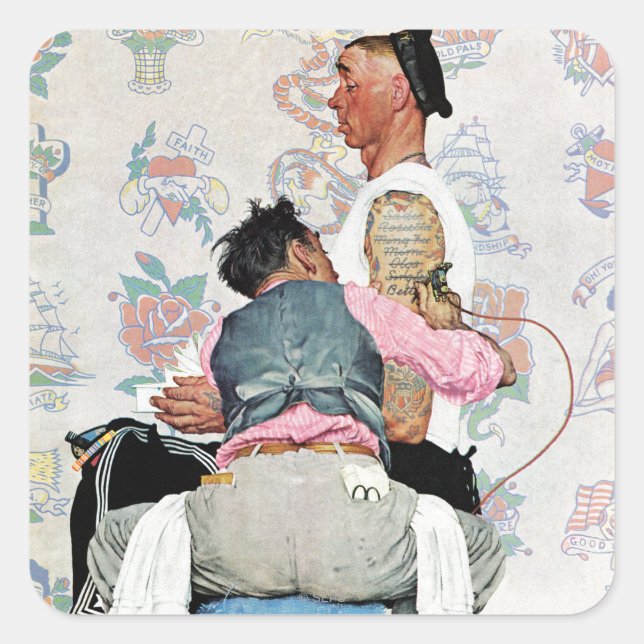 Sticker Carré Artiste du tatouage (Devant)