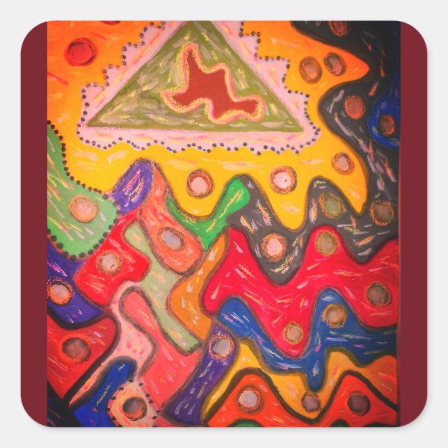 STICKER CARRÉ ARTISTE IMPRESSIONNISTE AUTOCHTONE AFRICAIN (Devant)