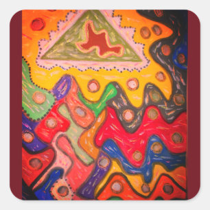 STICKER CARRÉ ARTISTE IMPRESSIONNISTE AUTOCHTONE AFRICAIN