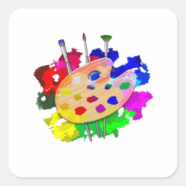 Sticker Carré Artiste Palette Artiste (Devant)