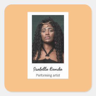 Sticker Carré Artiste photo personnalisé orange