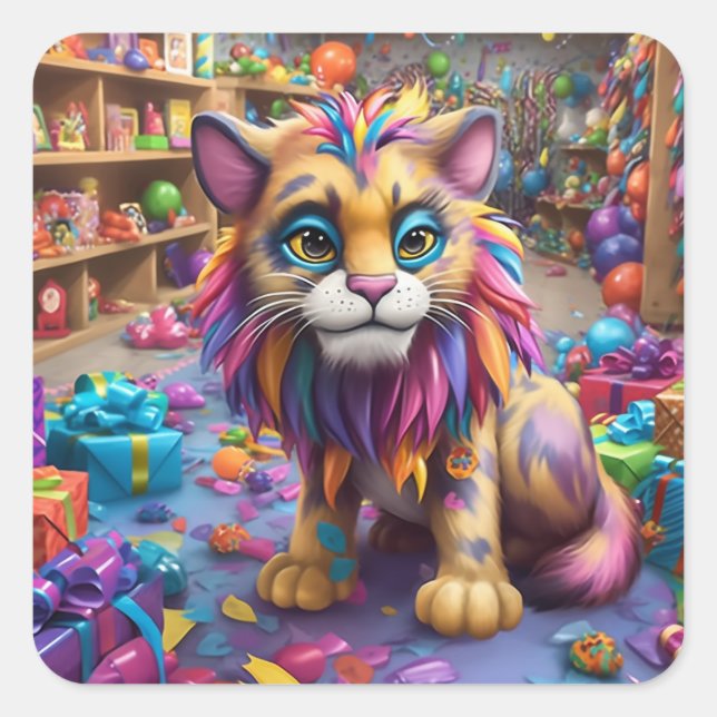 Sticker Carré Artsy Cat (Devant)