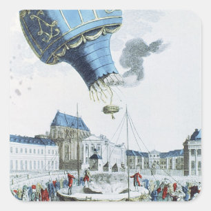 Sticker Carré Ascension des frères Montgolfier montgolfière mont