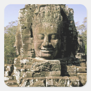 Sticker Carré Asie, Cambodge, Siem Reap. Angkor Thom, têtes de