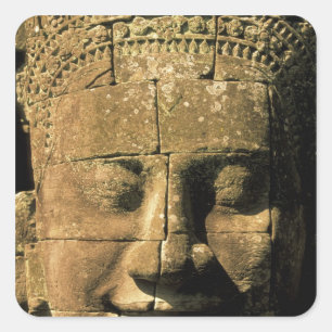 Sticker Carré Asie, Cambodge, Siem Reap. Angkor Thom, têtes de 2