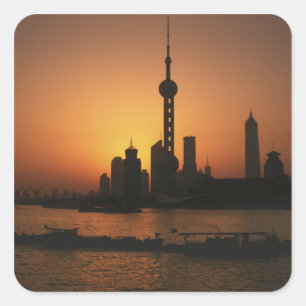 Sticker Carré ASIE, Chine, Shanghai Vue de la TV Oriental Pearl