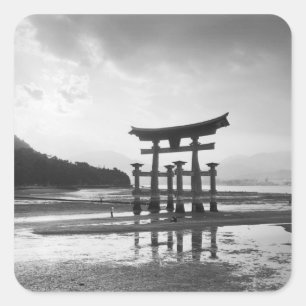 Sticker Carré Asie, Japon, Myajima. Porte de Torri