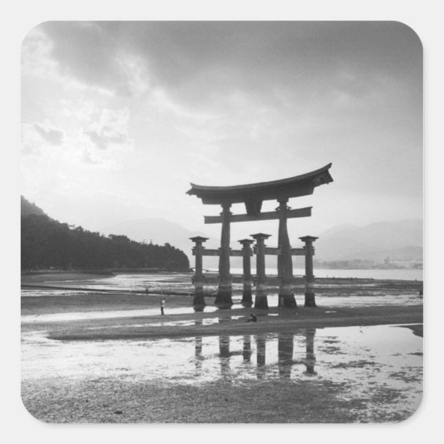 Sticker Carré Asie, Japon, Myajima. Porte de Torri (Devant)